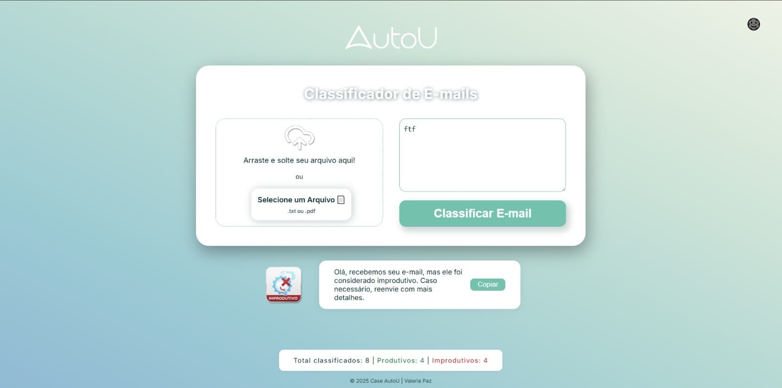 AutoU — Classificador de E-mails